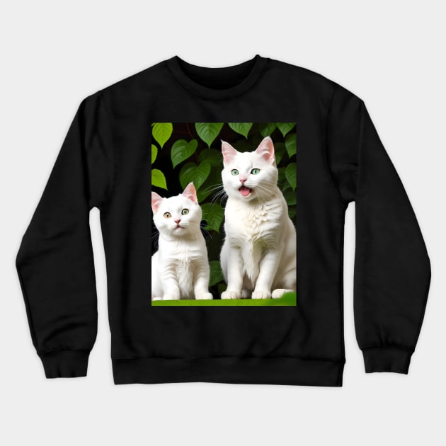 Adorable Cat Illustration - Modern Digital Art Crewneck Sweatshirt by Ai-michiart